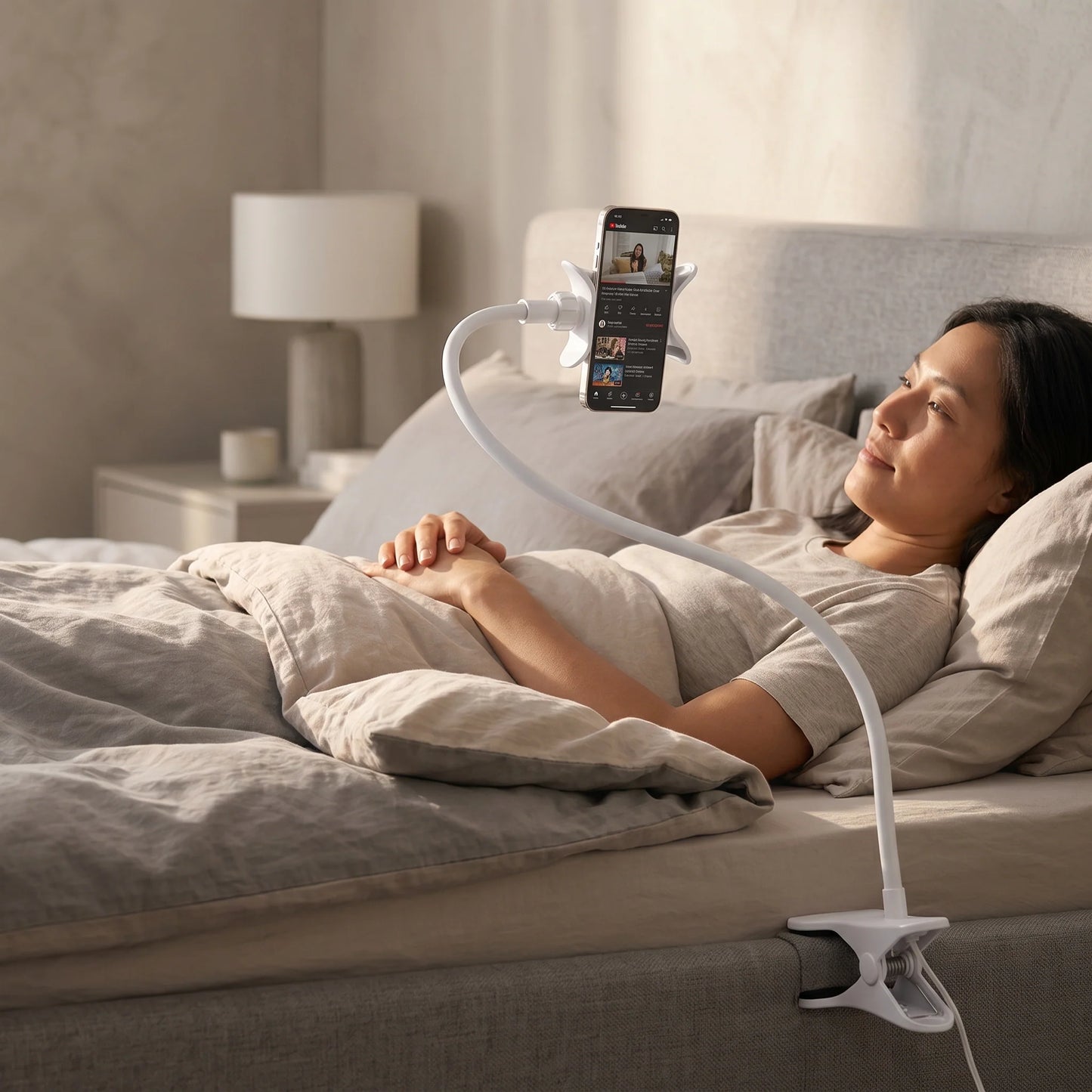 Phone Holder Flexible Gooseneck Hands-Free Bed & Desk Clamp