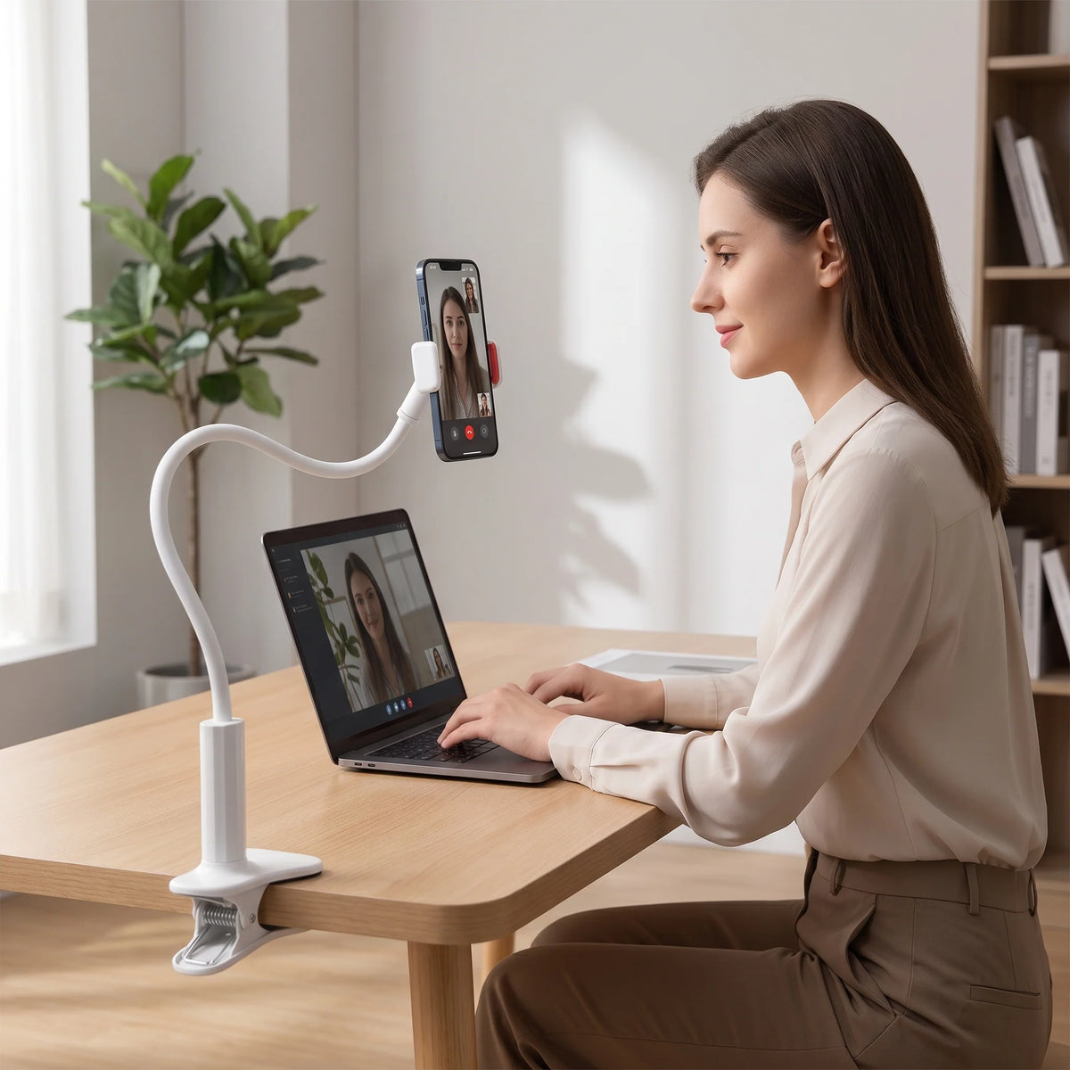 Phone Holder Flexible Gooseneck Hands-Free Bed & Desk Clamp