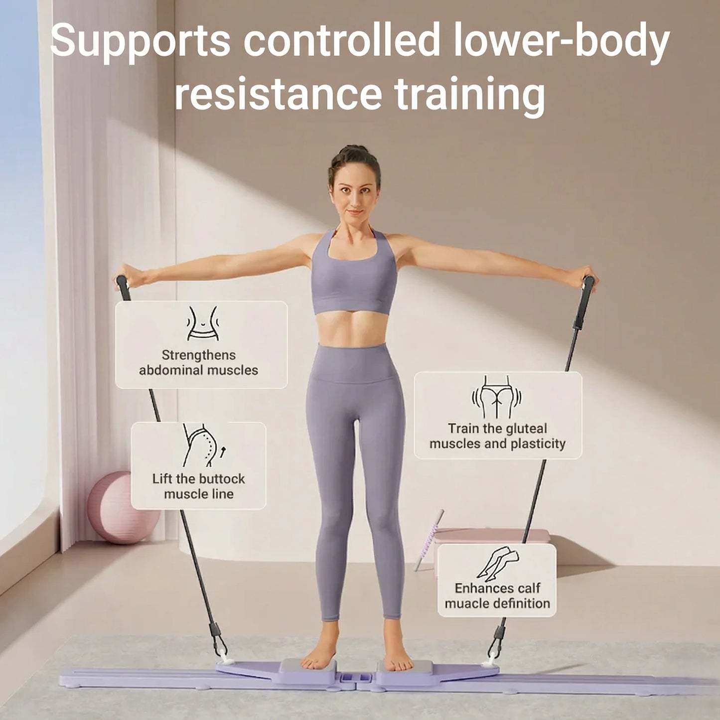 Pilates Board Foldable Split-Style Compatible With Resistance Bands