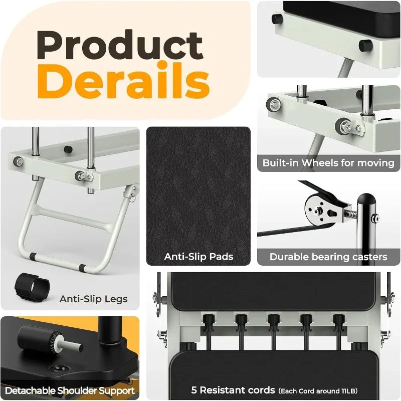 Pilates Reformer Foldable Dual Resistance Springs & Cords