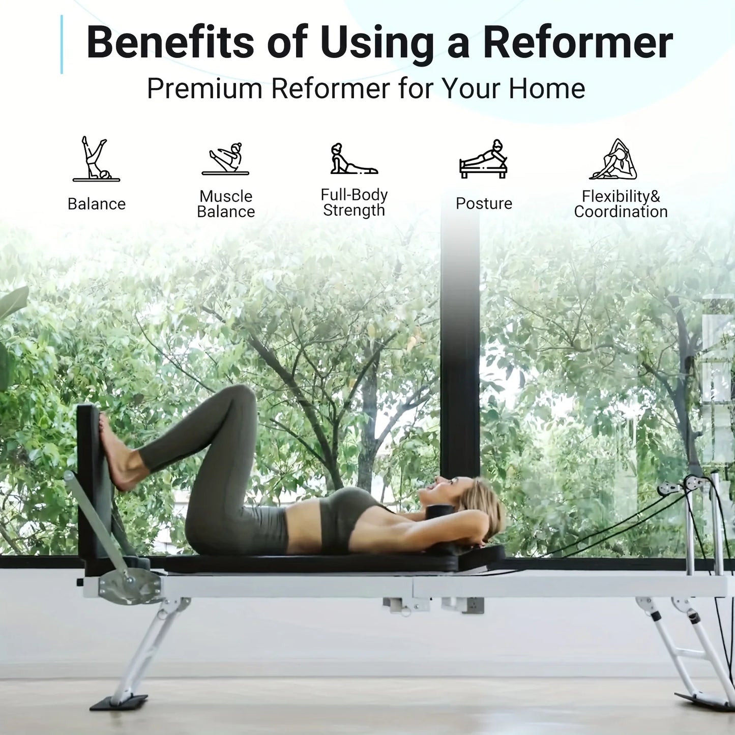 Pilates Reformer Foldable Dual Resistance Springs & Cords