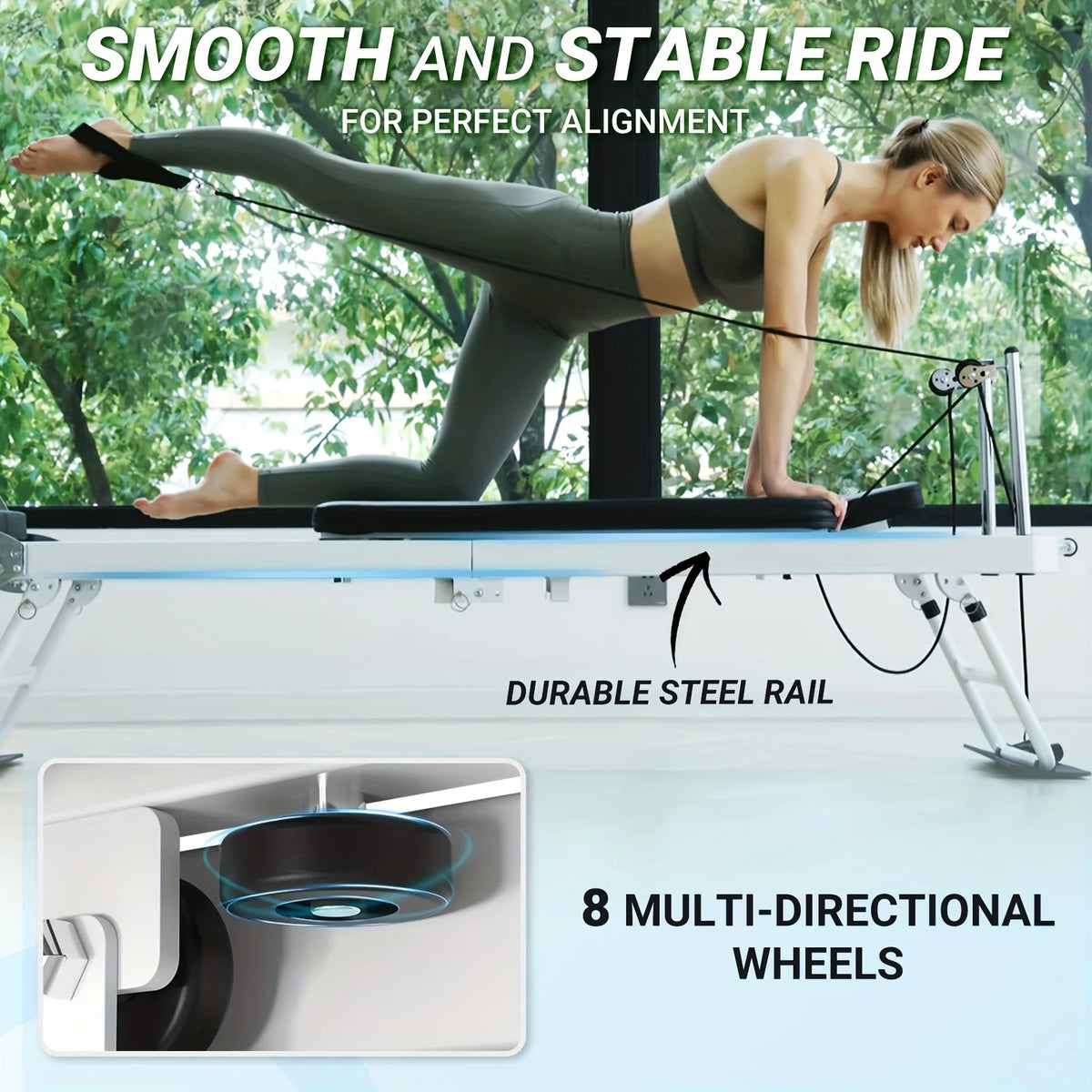 Pilates Reformer Foldable Dual Resistance Springs & Cords