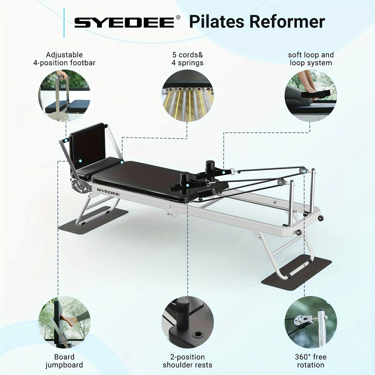Pilates Reformer Foldable Dual Resistance Springs & Cords