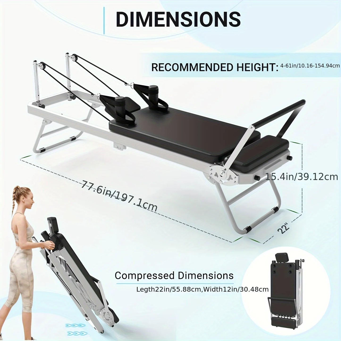 Pilates Reformer Foldable Dual Resistance Springs & Cords
