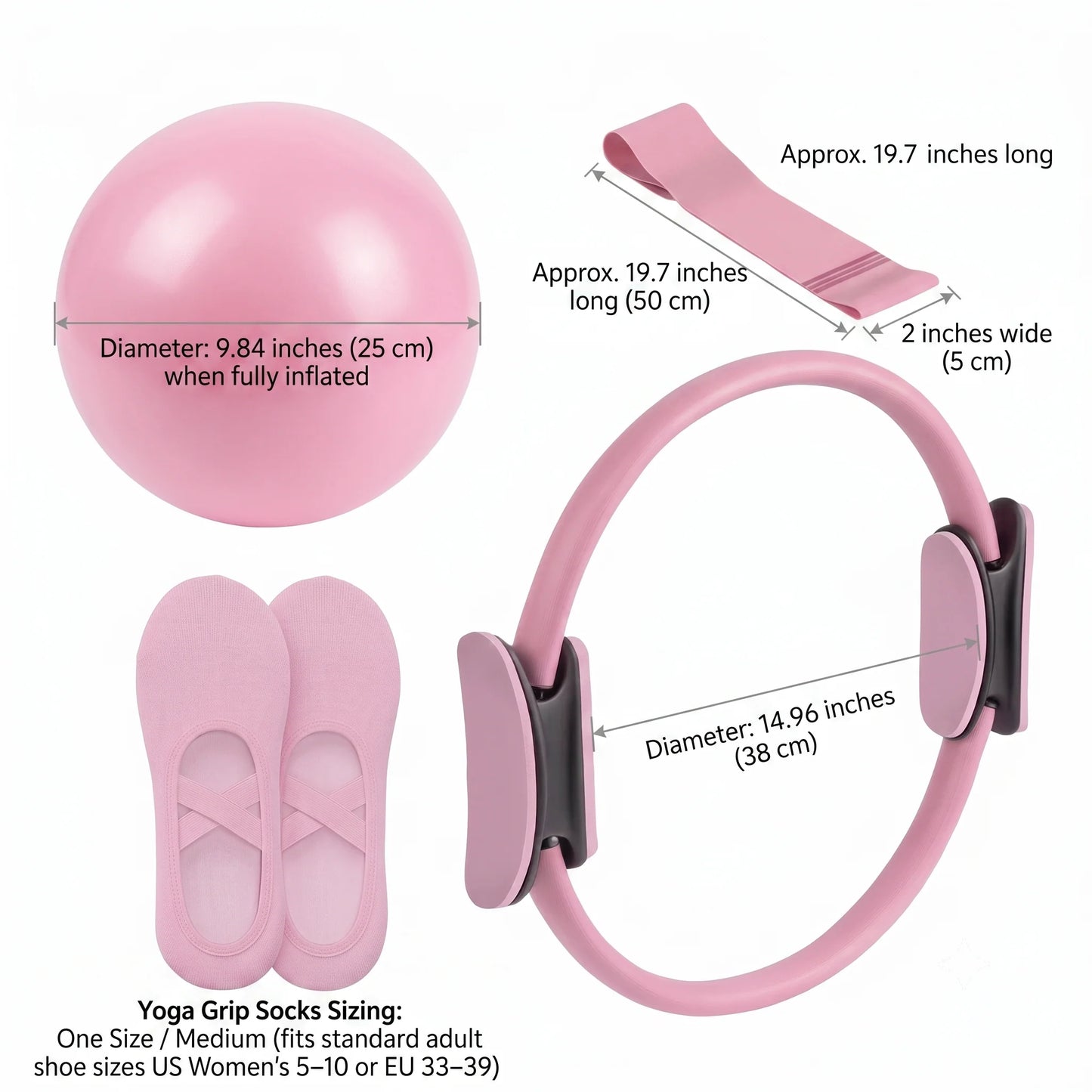 Pilates Set Ring, Ball & Resistance Band