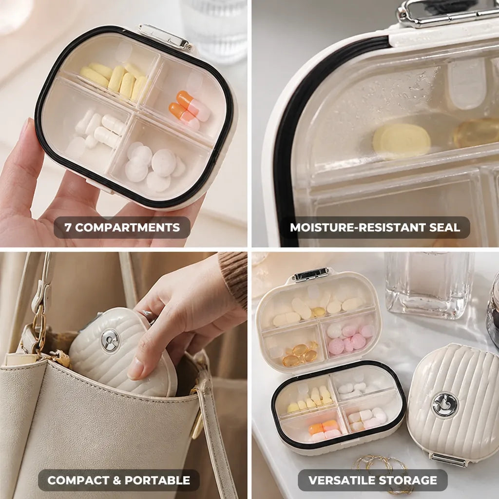 Pill Organizer 7 Compartments Moisture-Resistant Seal