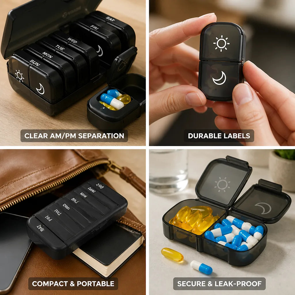 Pill Organizer Morning & Evening UV-Printed Labels