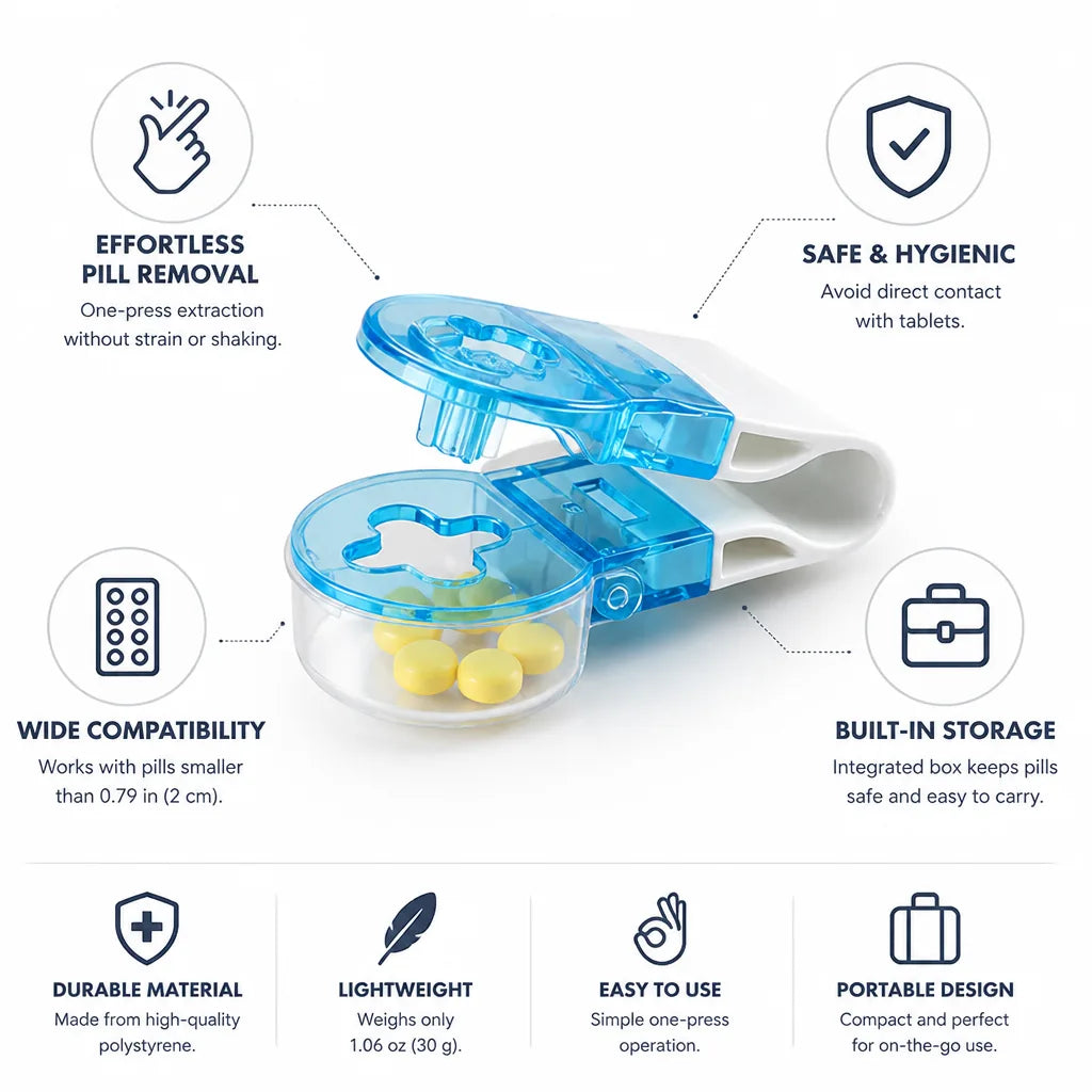 Pill Remover One-Press Extraction & Storage Box