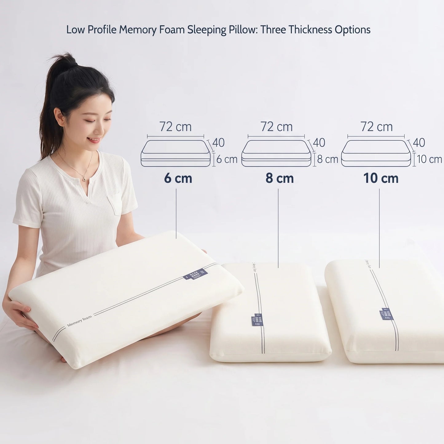 Pillow Low-Profile Memory Foam Stomach & Combination Sleepers