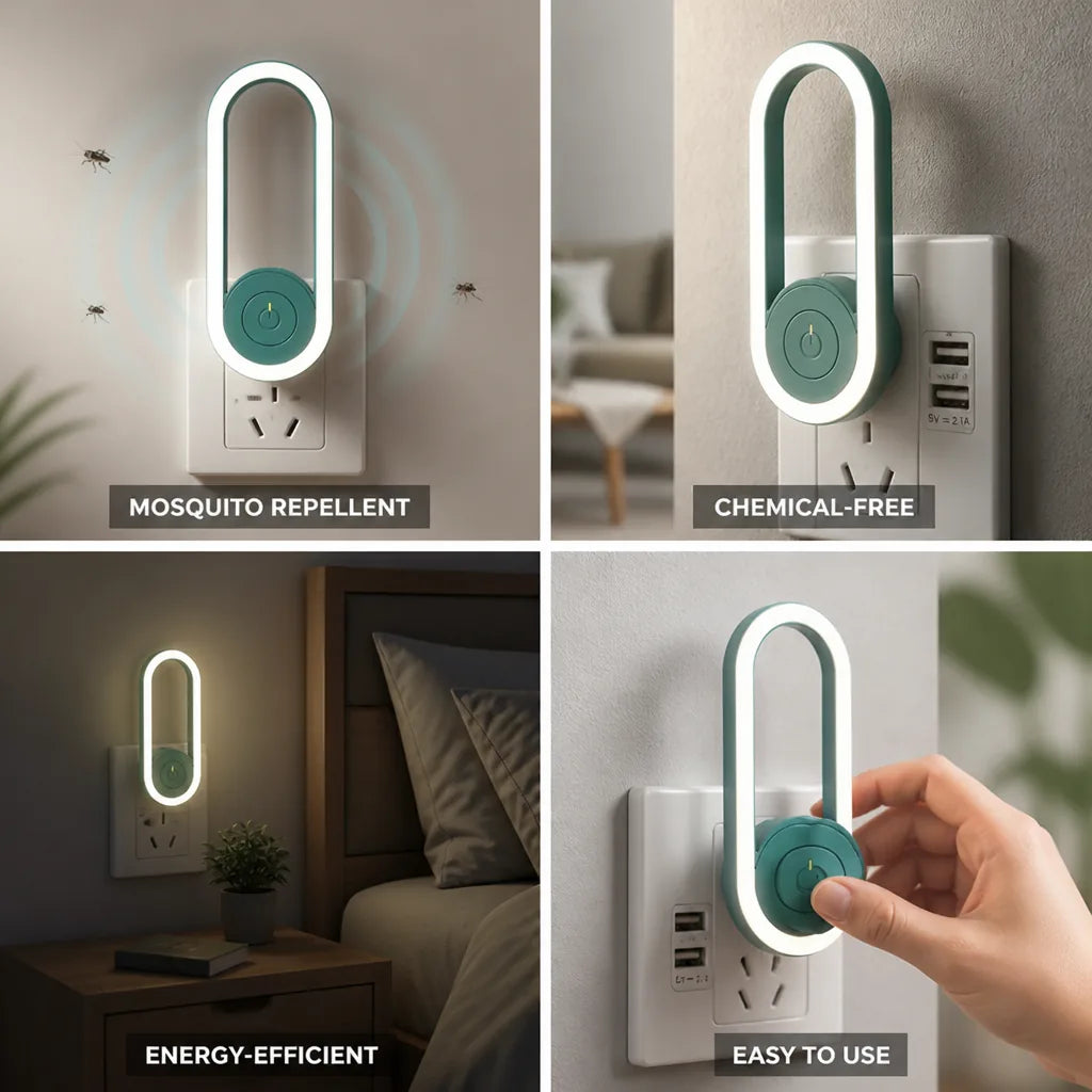 Plug-In Mosquito Repellent Ultrasonic Chemical-Free Energy-Efficient