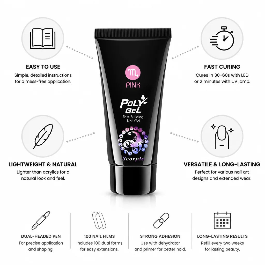 Poly Gel Nail Kit Fast-Curing 100 Nail Films