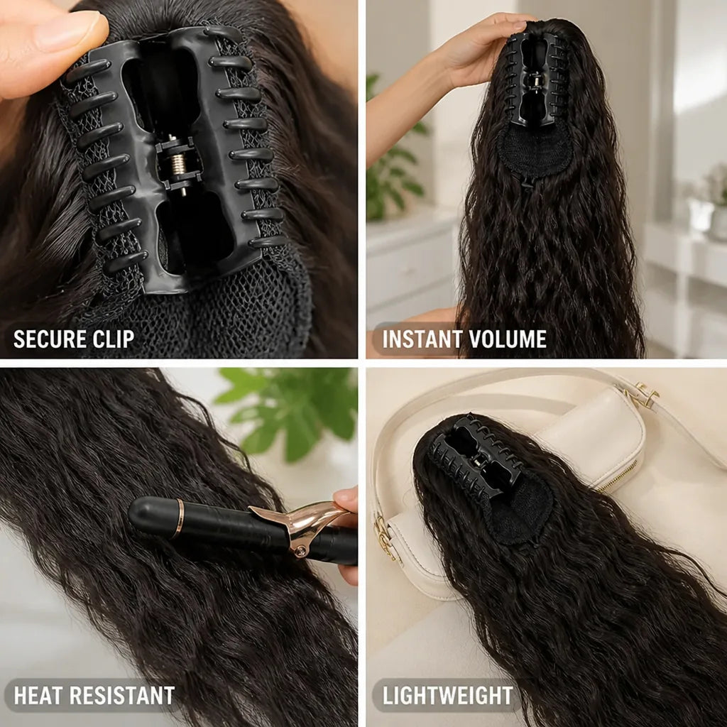 Ponytail Extension Clip-In Curly Wave Heat-Resistant