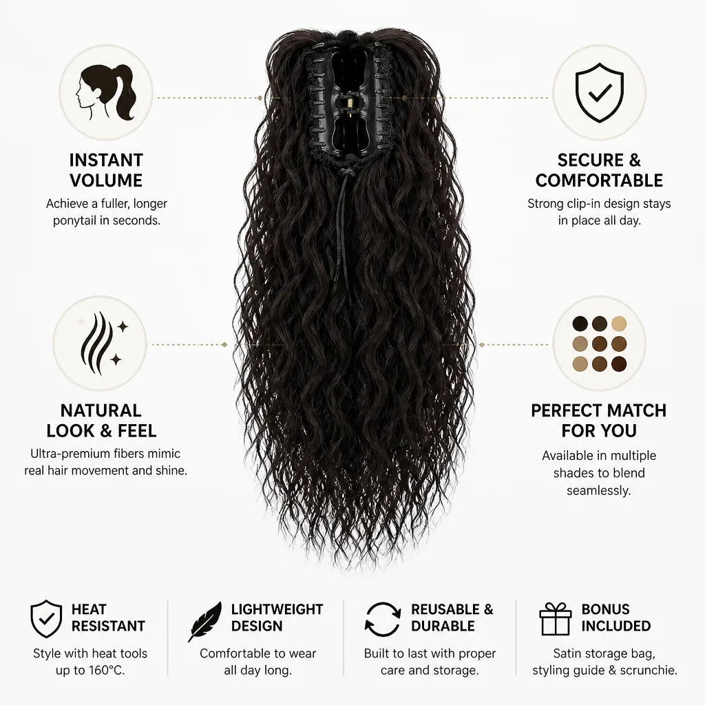 Ponytail Extension Clip-In Natural Look