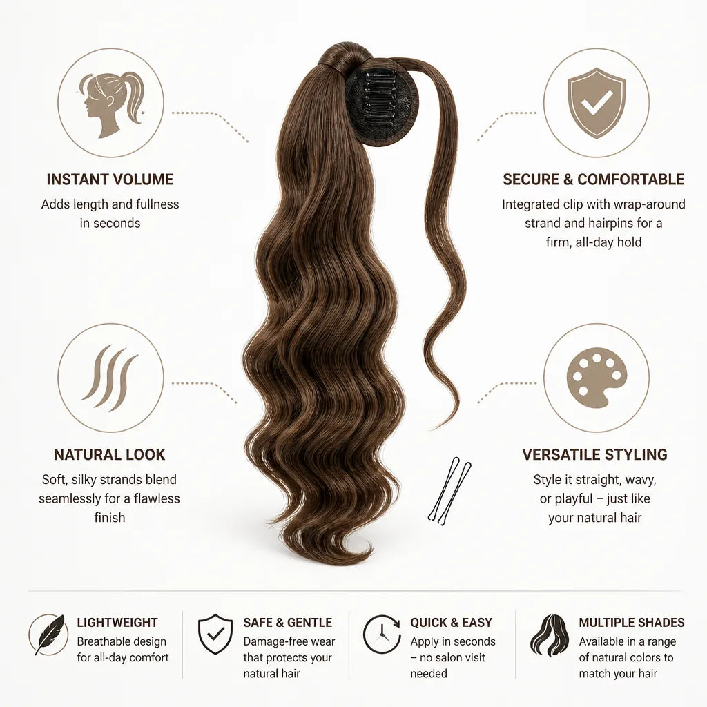 Ponytail Extension Instant Volume Natural Look Integrated Clip