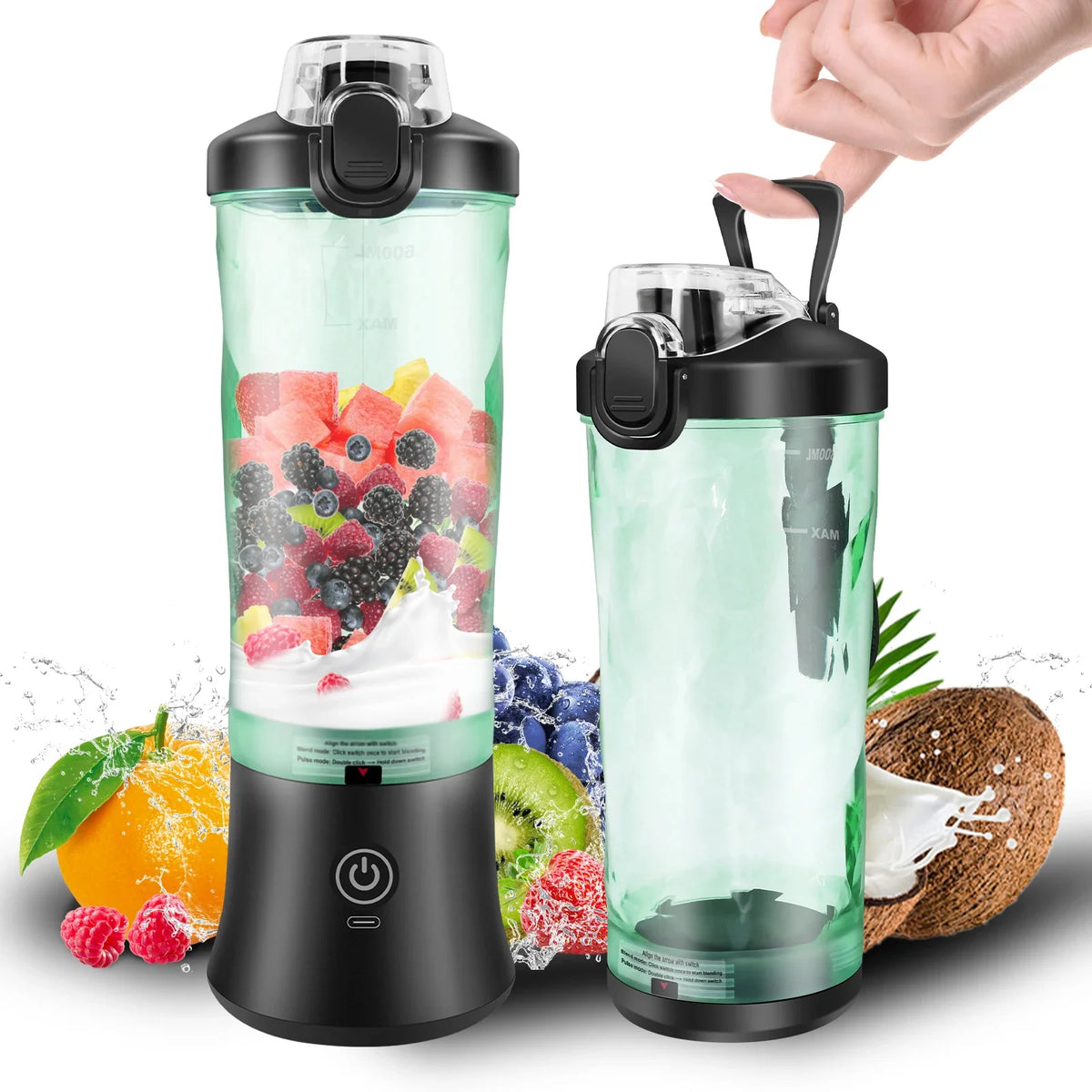 Portable Blender USB-C Rechargeable 6-Blade Stainless Steel