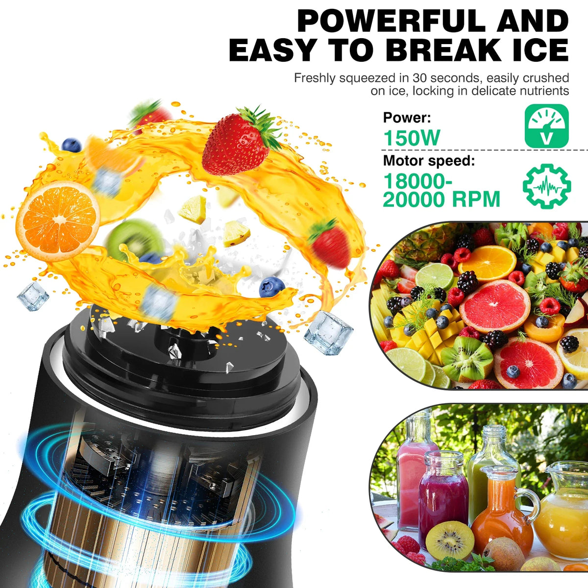 Portable Blender USB-C Rechargeable 6-Blade Stainless Steel