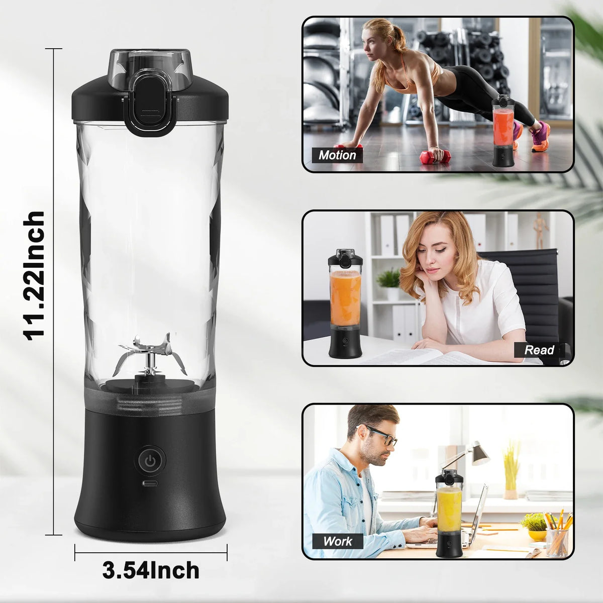 Portable Blender USB-C Rechargeable 6-Blade Stainless Steel