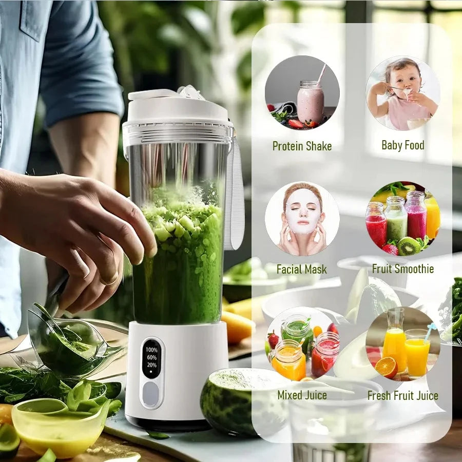 Portable Blender USB Rechargeable 4000mAh Leak-Proof Cup
