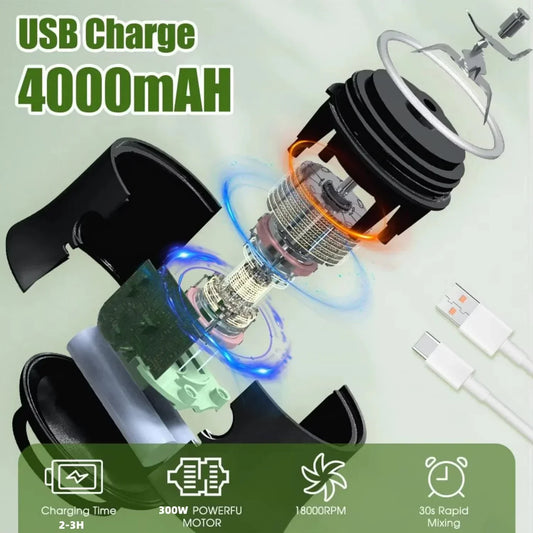 Portable Blender USB Rechargeable 4000mAh Leak-Proof Cup