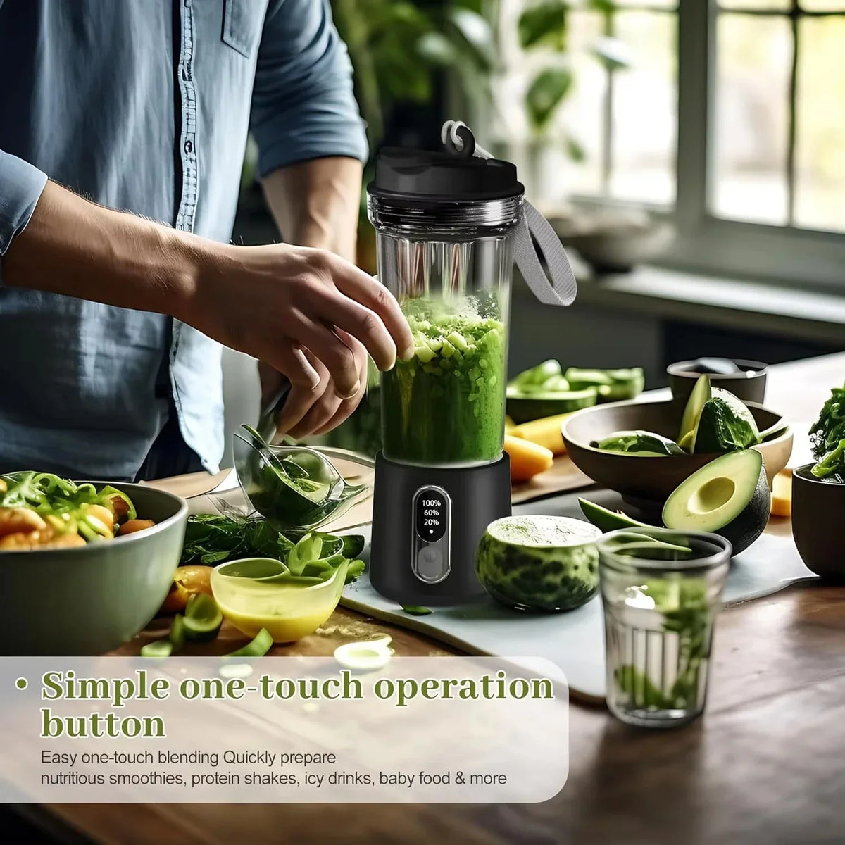Portable Blender USB Rechargeable 4000mAh Leak-Proof Cup