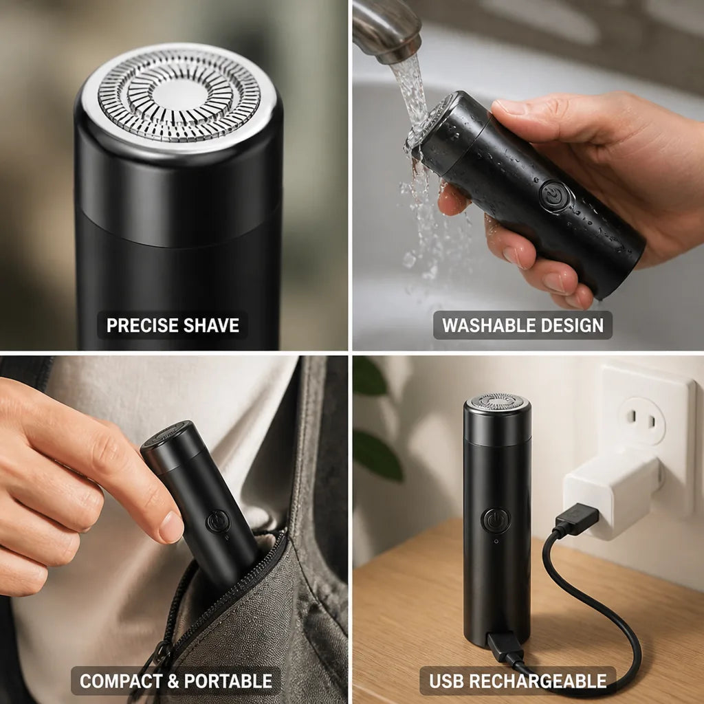 Portable Electric Shaver USB Rechargeable Stainless Steel Blade