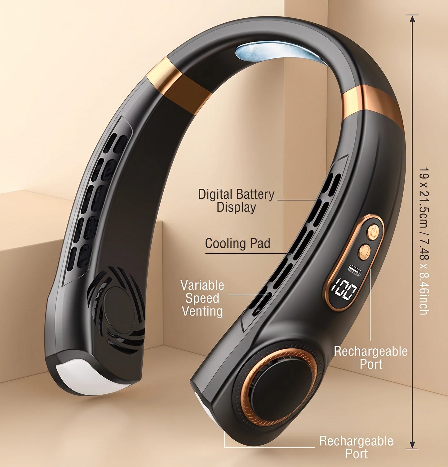 Portable Neck Fan Hands-Free Cooling Lightweight