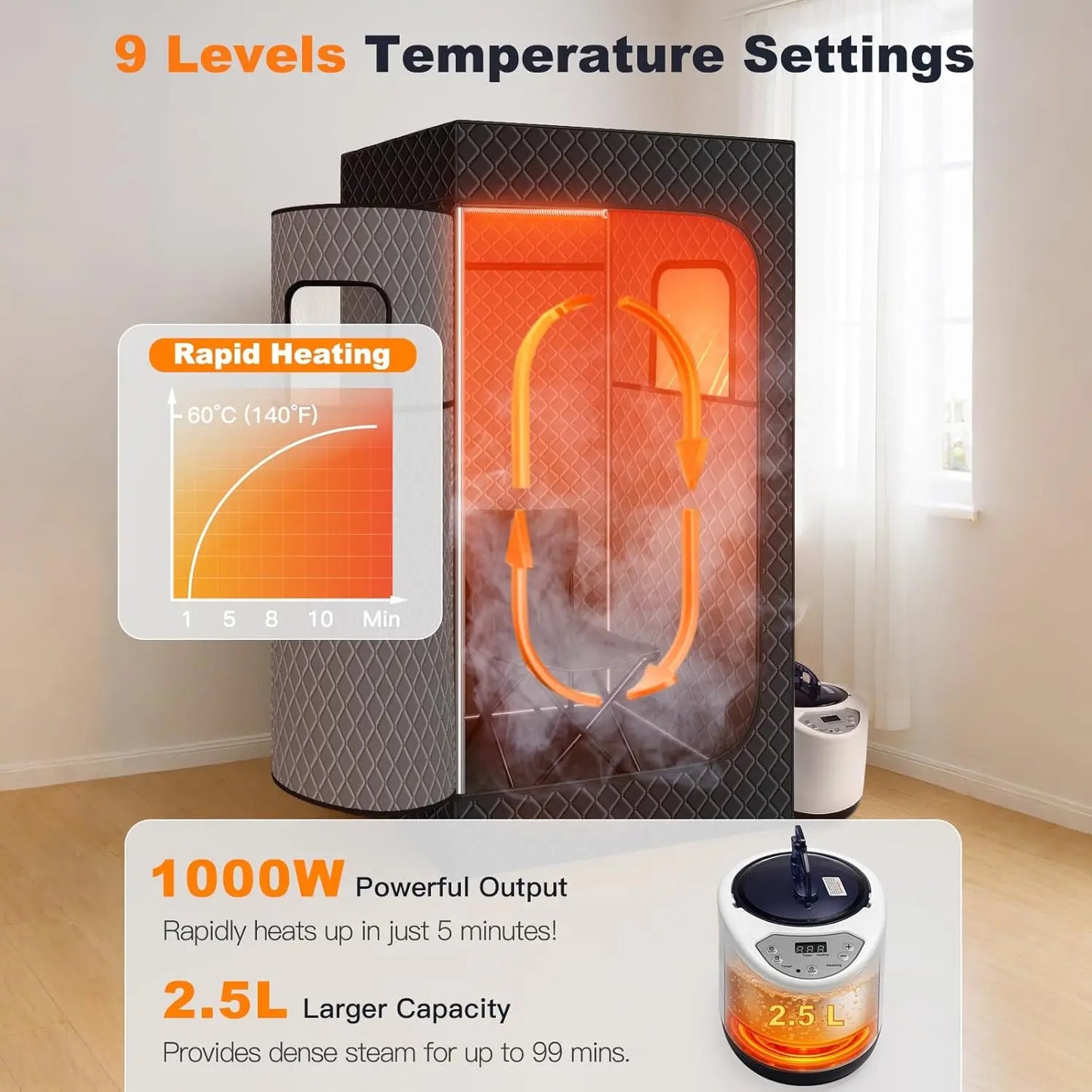 Portable Steam Sauna Tent Infrared Steam Generator 2.5L