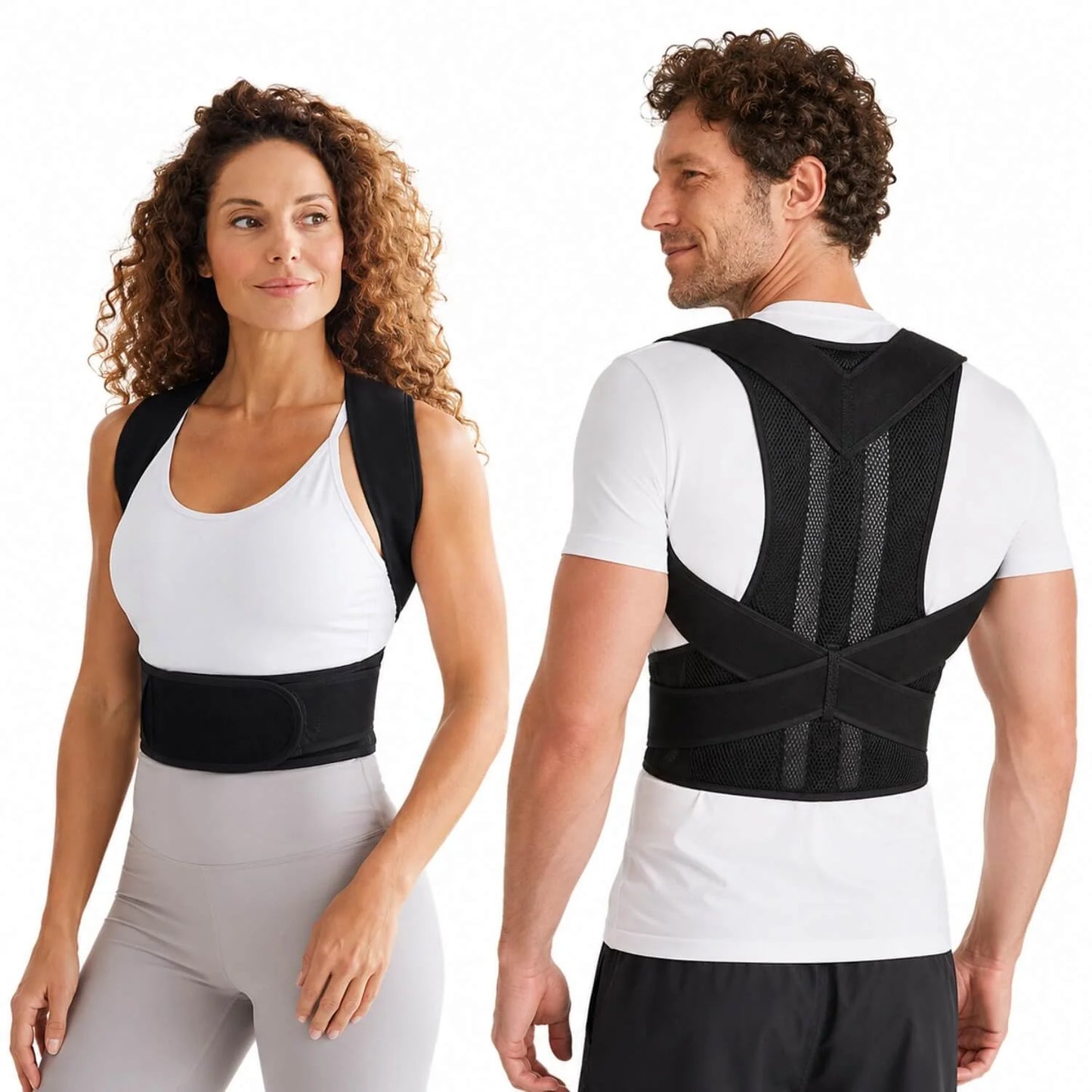 Posture Brace Adjustable Crisscross Straps Breathable Mesh
