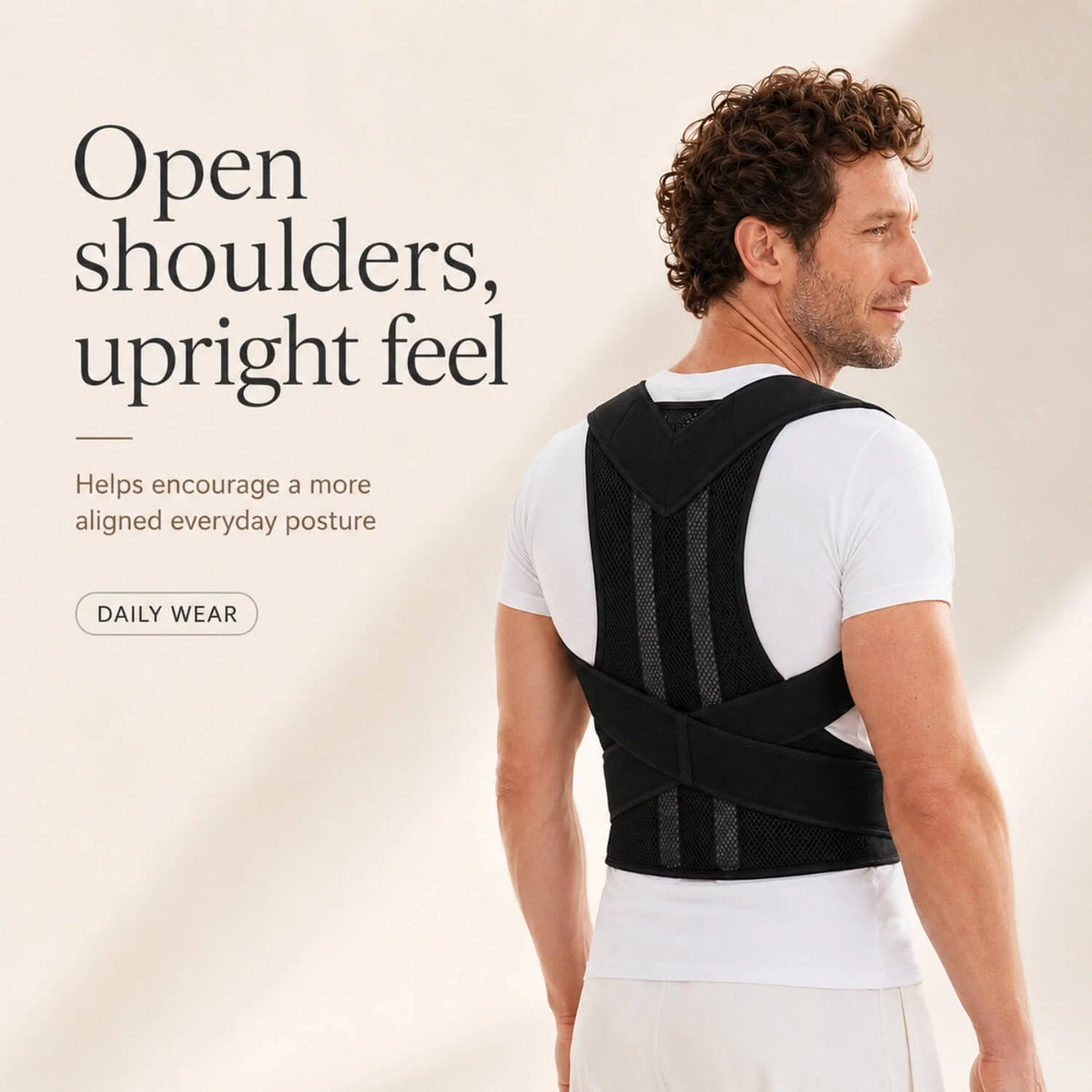 Posture Brace Adjustable Crisscross Straps Breathable Mesh