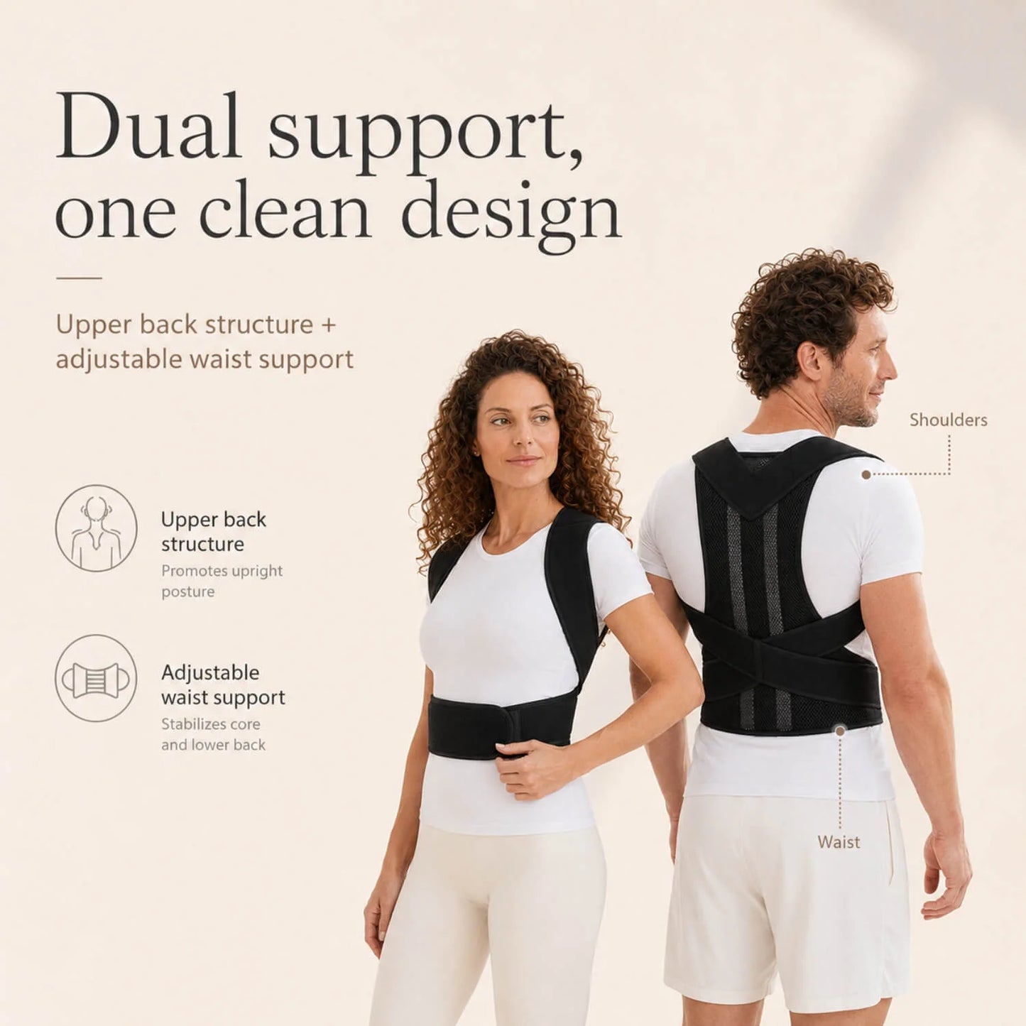 Posture Brace Adjustable Crisscross Straps Breathable Mesh