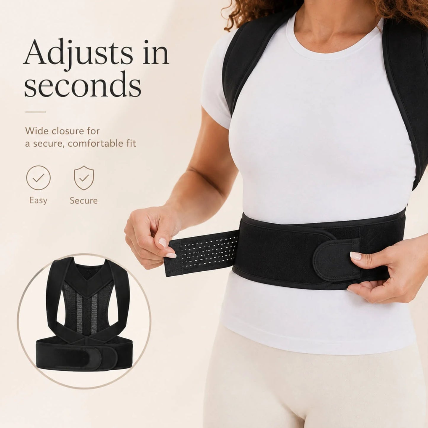 Posture Brace Adjustable Crisscross Straps Breathable Mesh