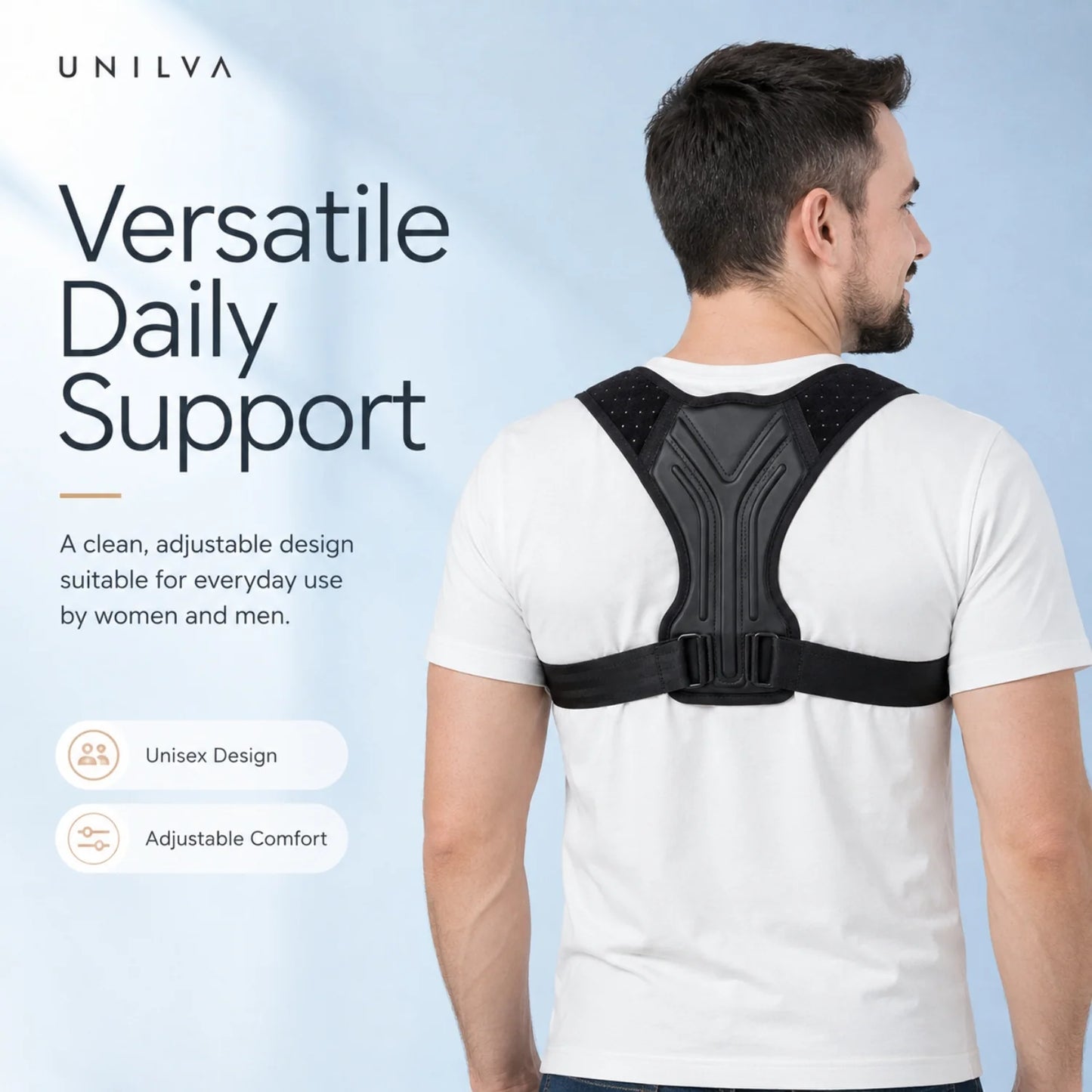 Posture Brace Upper Back & Shoulder Adjustable Breathable Memory Support