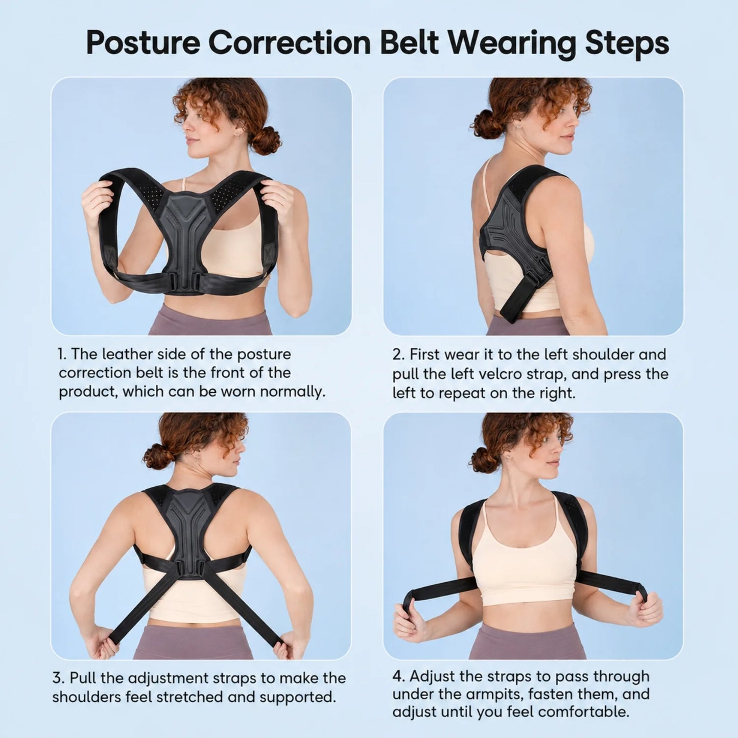 Posture Brace Upper Back & Shoulder Adjustable Breathable Memory Support