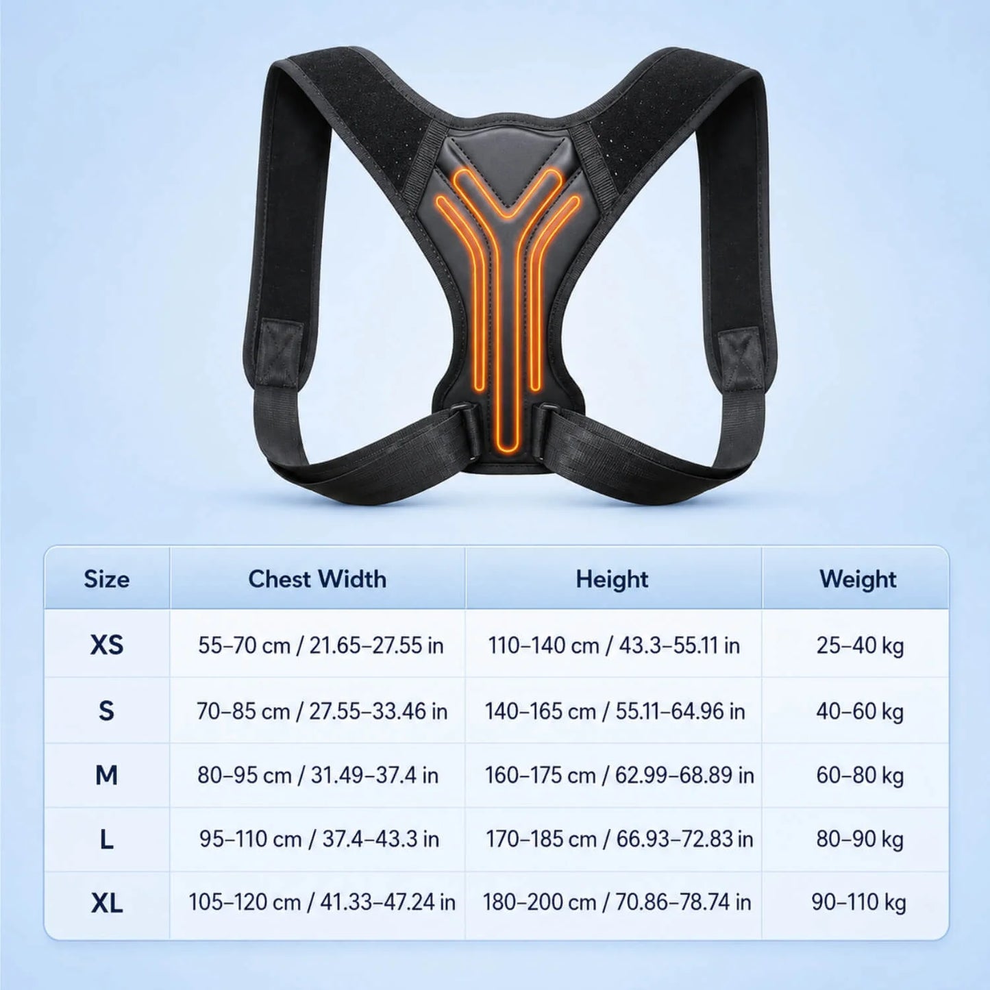 Posture Brace Upper Back & Shoulder Adjustable Breathable Memory Support