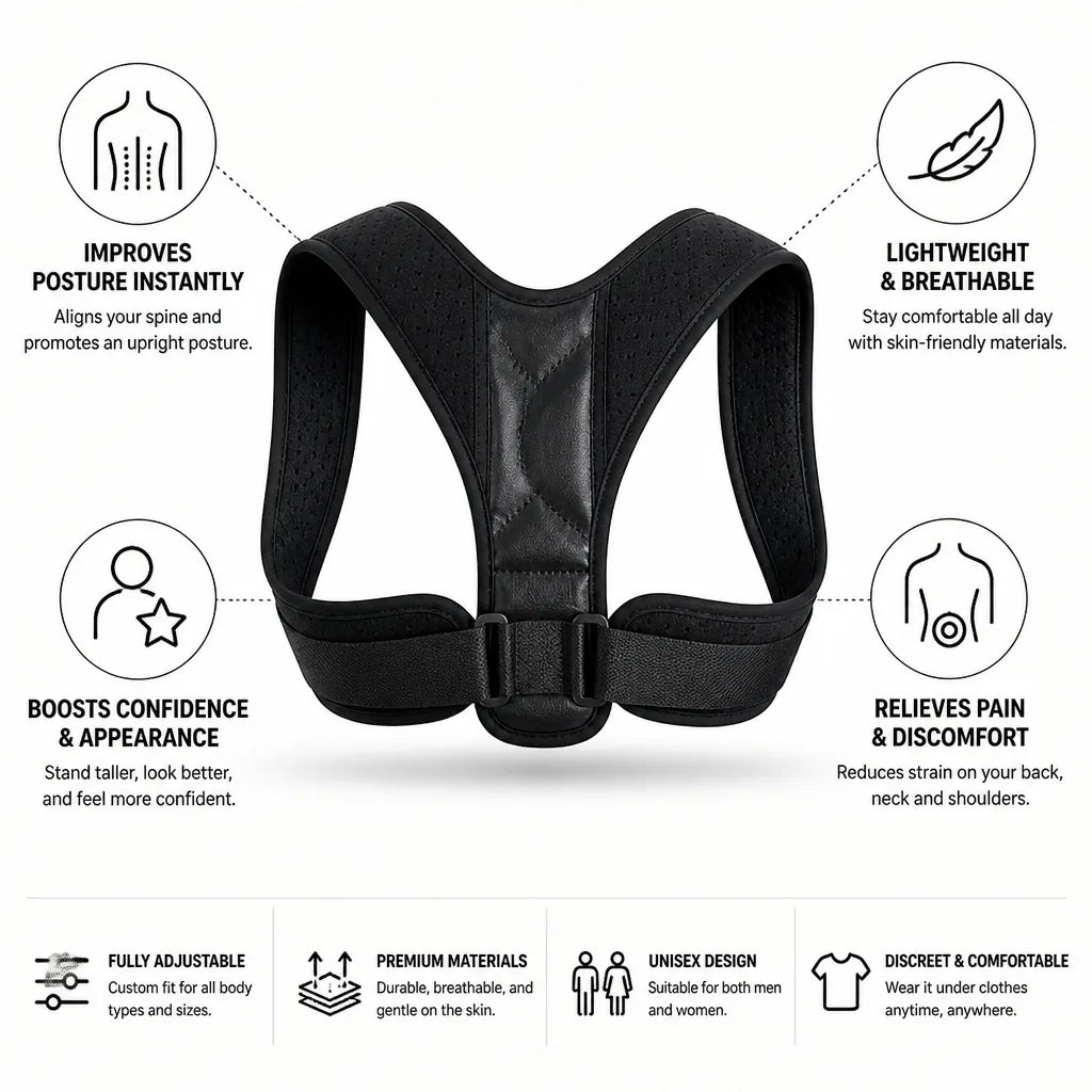 Posture Corrector Adjustable & Breathable Back Support