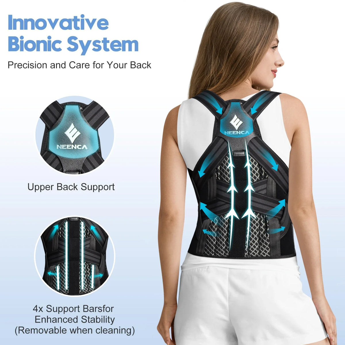 Posture Corrector Adjustable Spine Rods Breathable Mesh