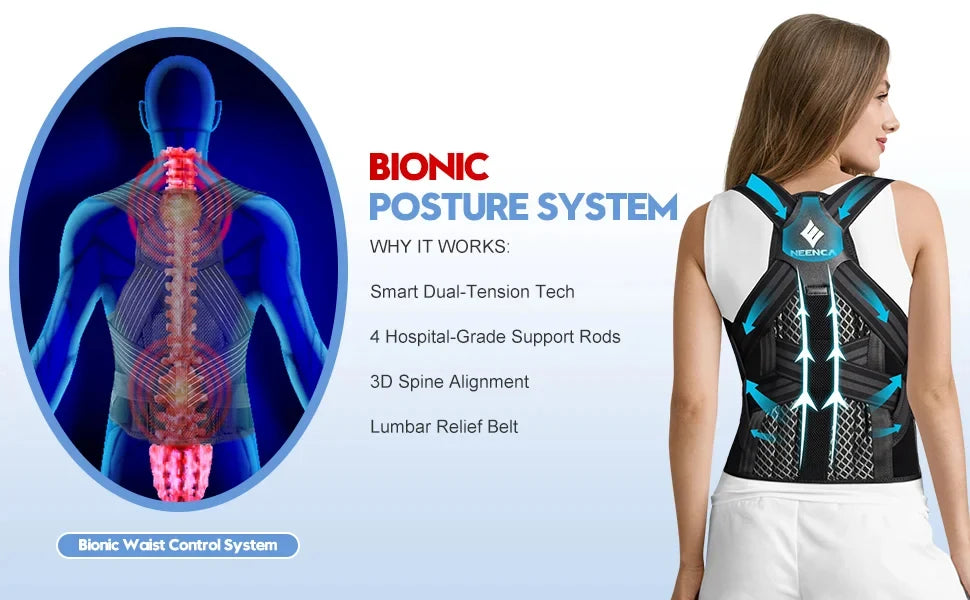 Posture Corrector Adjustable Spine Rods Breathable Mesh