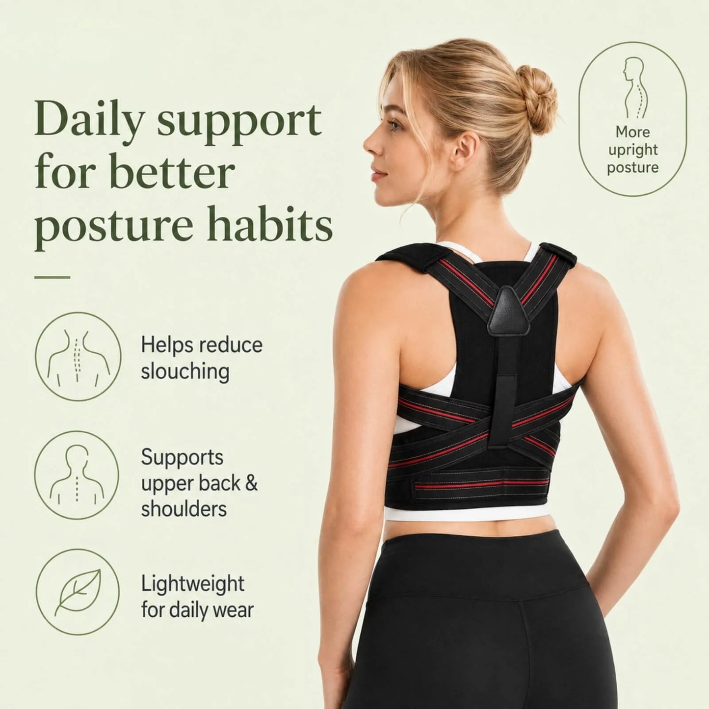 Posture Corrector Brace Adjustable Straps & Breathable Fabric