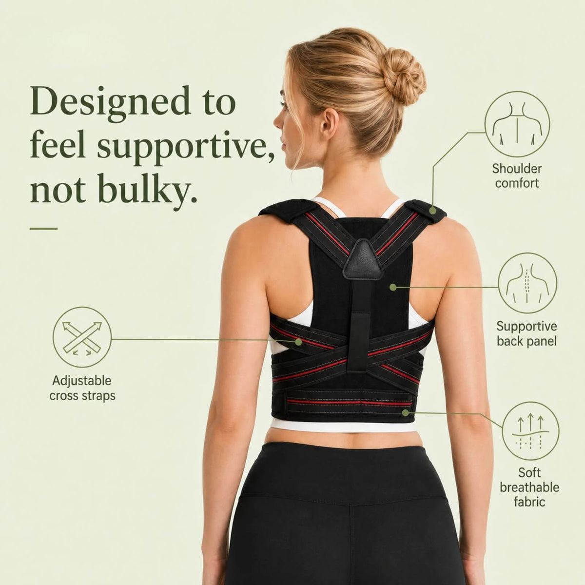Posture Corrector Brace Adjustable Straps & Breathable Fabric