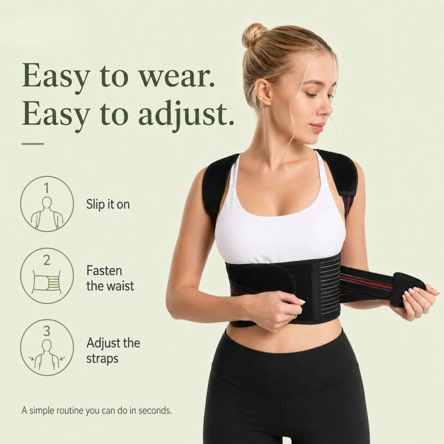 Posture Corrector Brace Adjustable Straps & Breathable Fabric