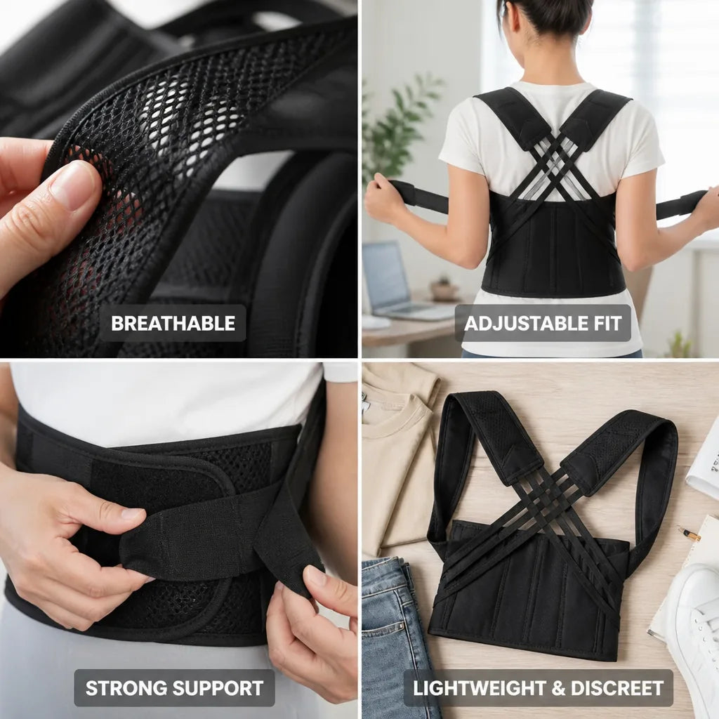 Posture Corrector Ergonomic Adjustable Breathable Fabric