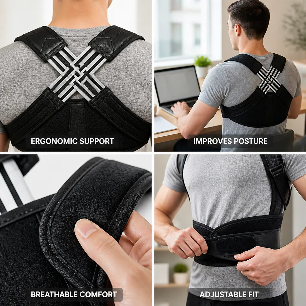 Posture Corrector Ergonomic Cross-Back Adjustable & Breathable
