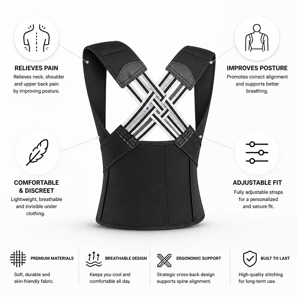 Posture Corrector Ergonomic Cross-Back Adjustable & Breathable