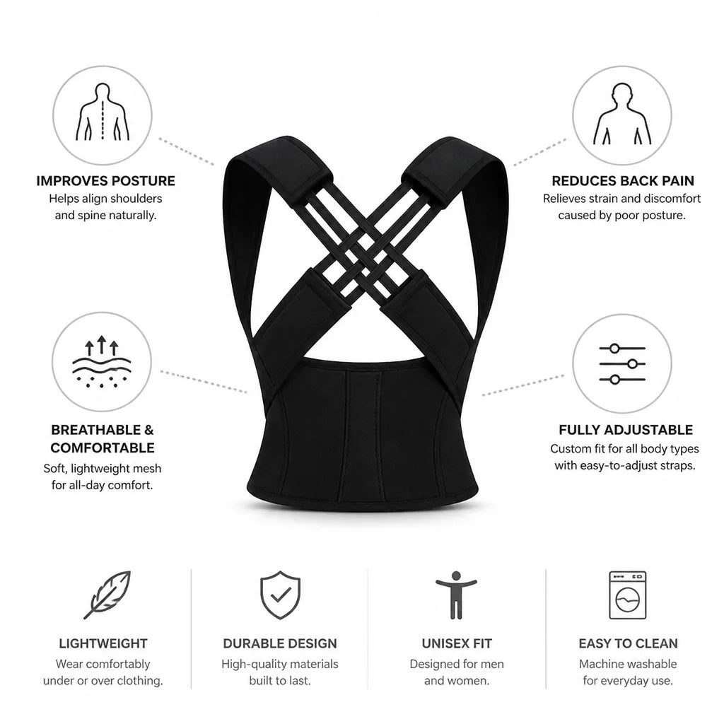 Posture Corrector Ergonomic X-Back Breathable Mesh