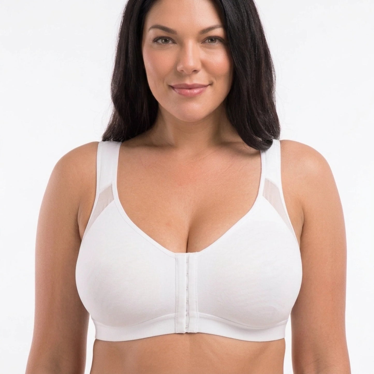 Posture Support Bra X-Back Front Closure Wireless Double-Layer Cups