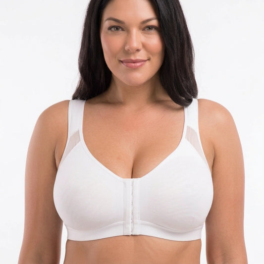 Posture Support Bra X-Back Front Closure Wireless Double-Layer Cups