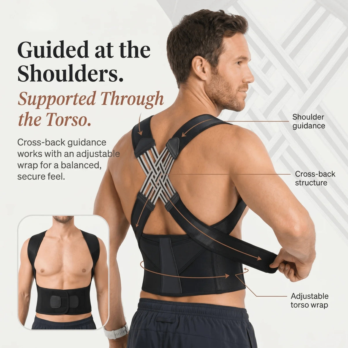 Posture Support Brace Full-Back Adjustable Fit & Breathable