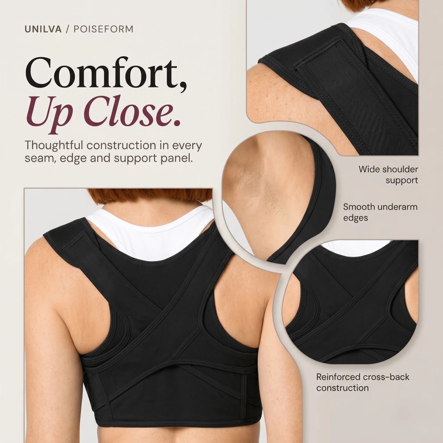 Posture Support Brace X-Shaped Cross-Strap Adjustable & Breathable