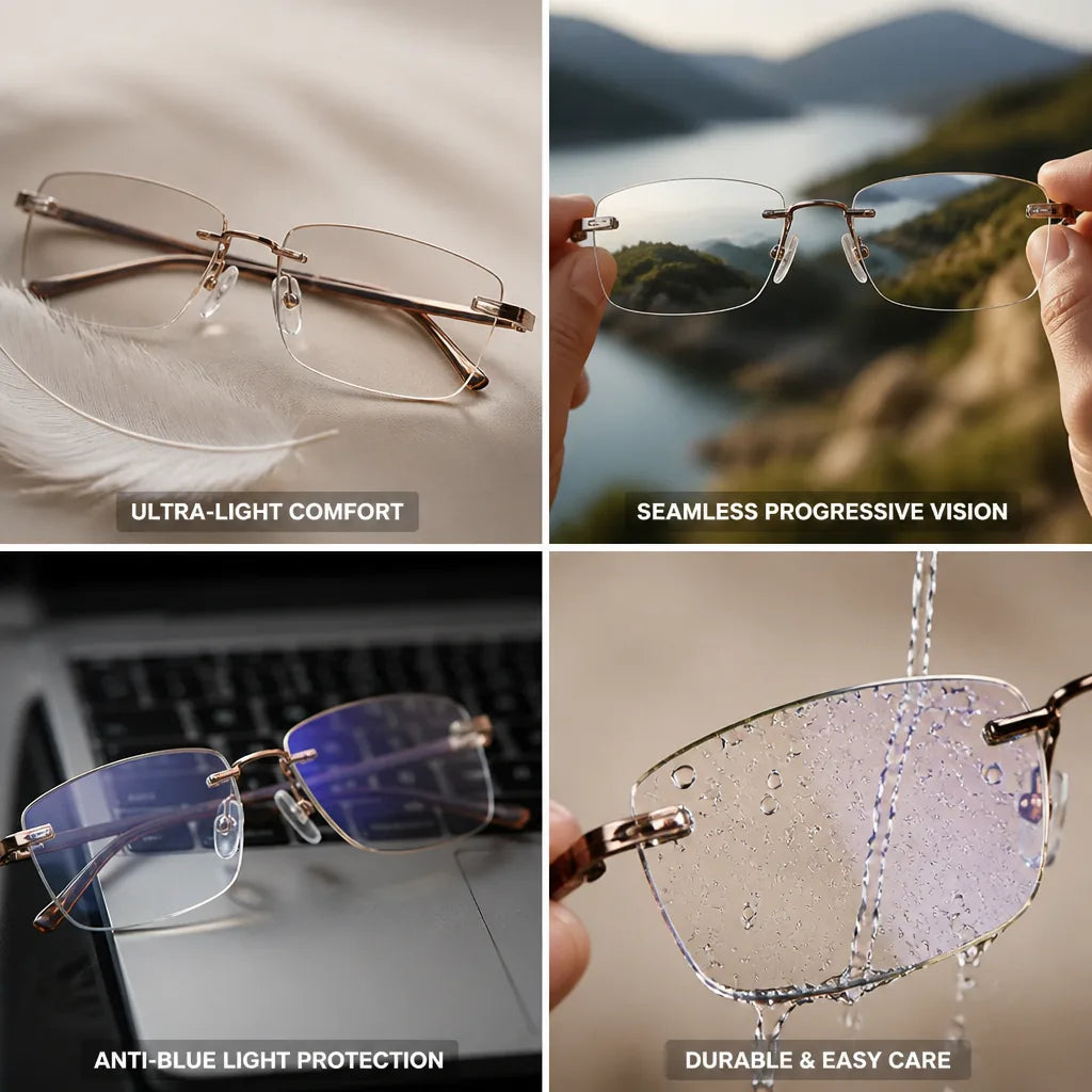 Progressive Glasses Frameless & Ultra-Light Anti-Blue Light
