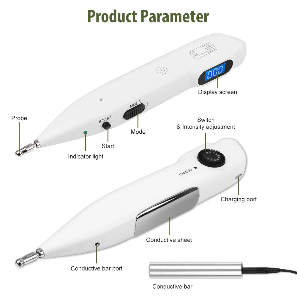 Pulse Massage Pen 9-Level USB Rechargeable Interchangeable Probes